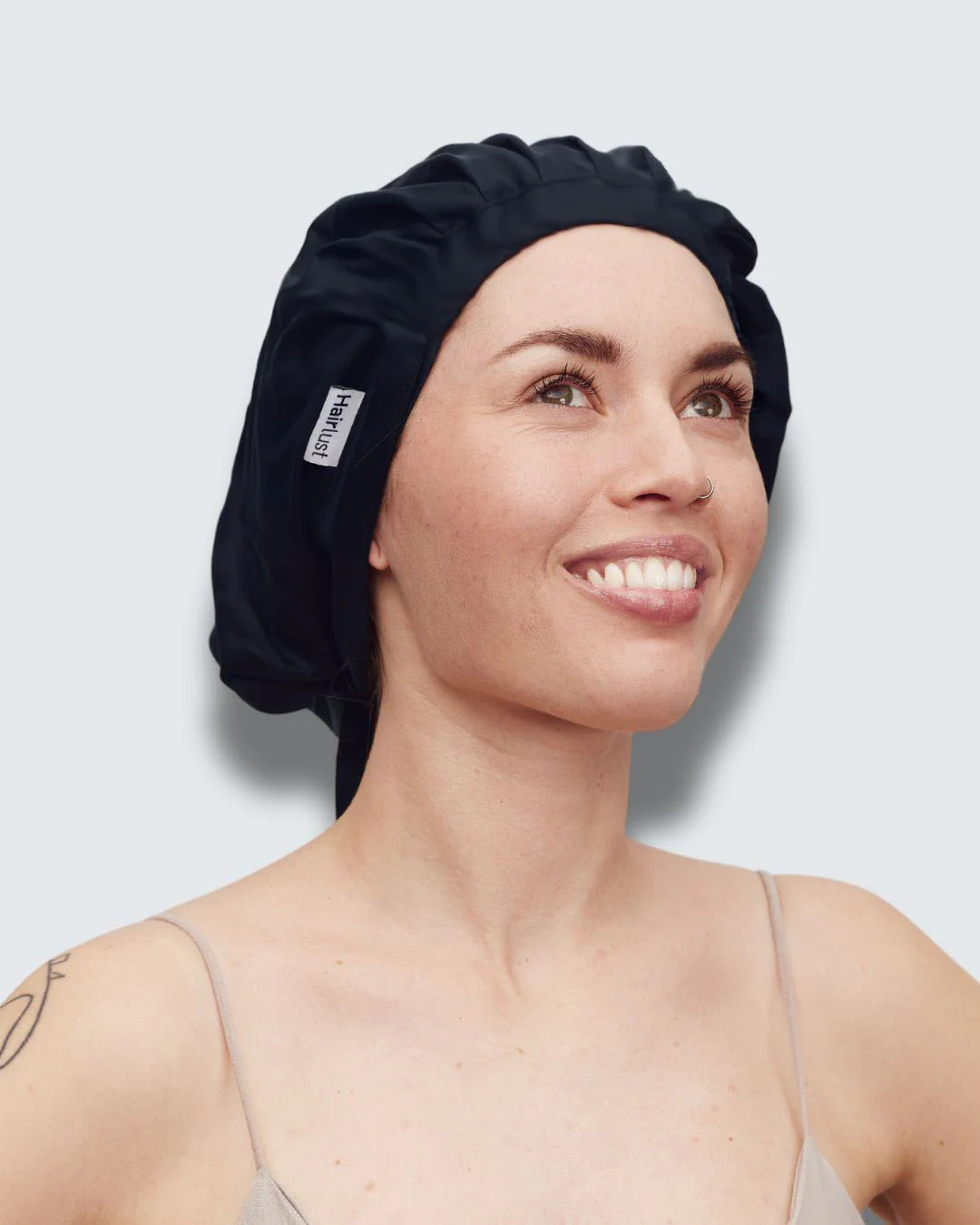 Bamboo Hair Bonnet, Noir Jet - Image 5