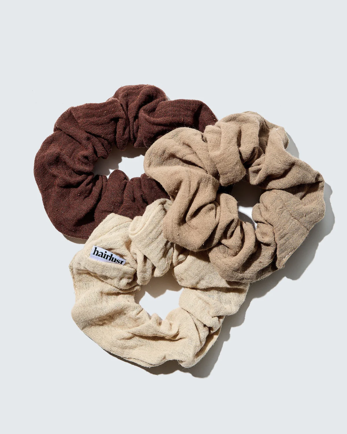 Cotton Scrunchies, Medium, 3-Pack, Café - Image 6