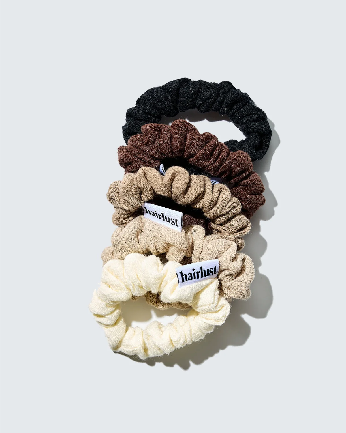Cotton Scrunchies, Small, 5-Pack, Café - Image 6