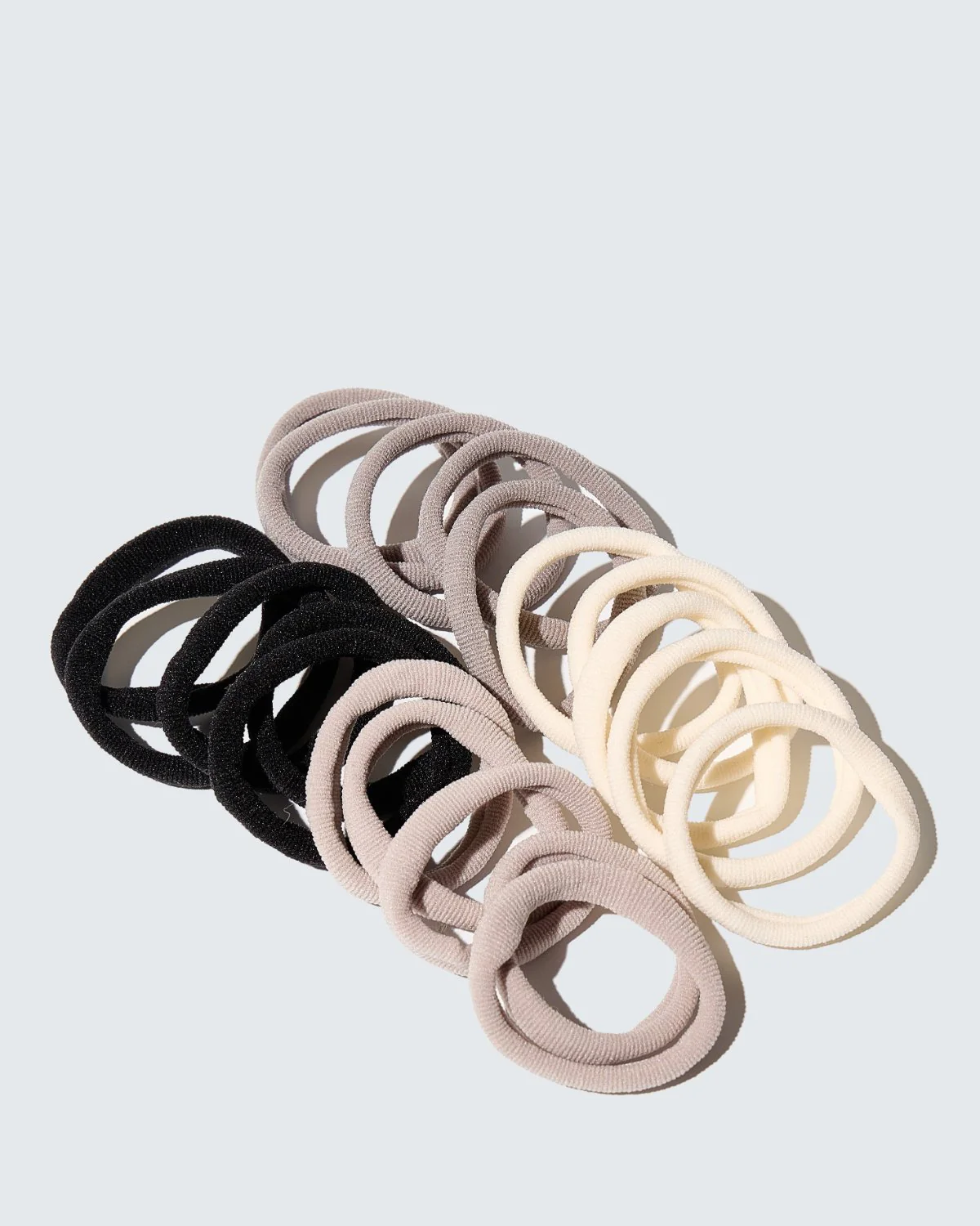 Elastic Hair Ties, 20-Pack, Blanc/Gris/Noir - Image 3