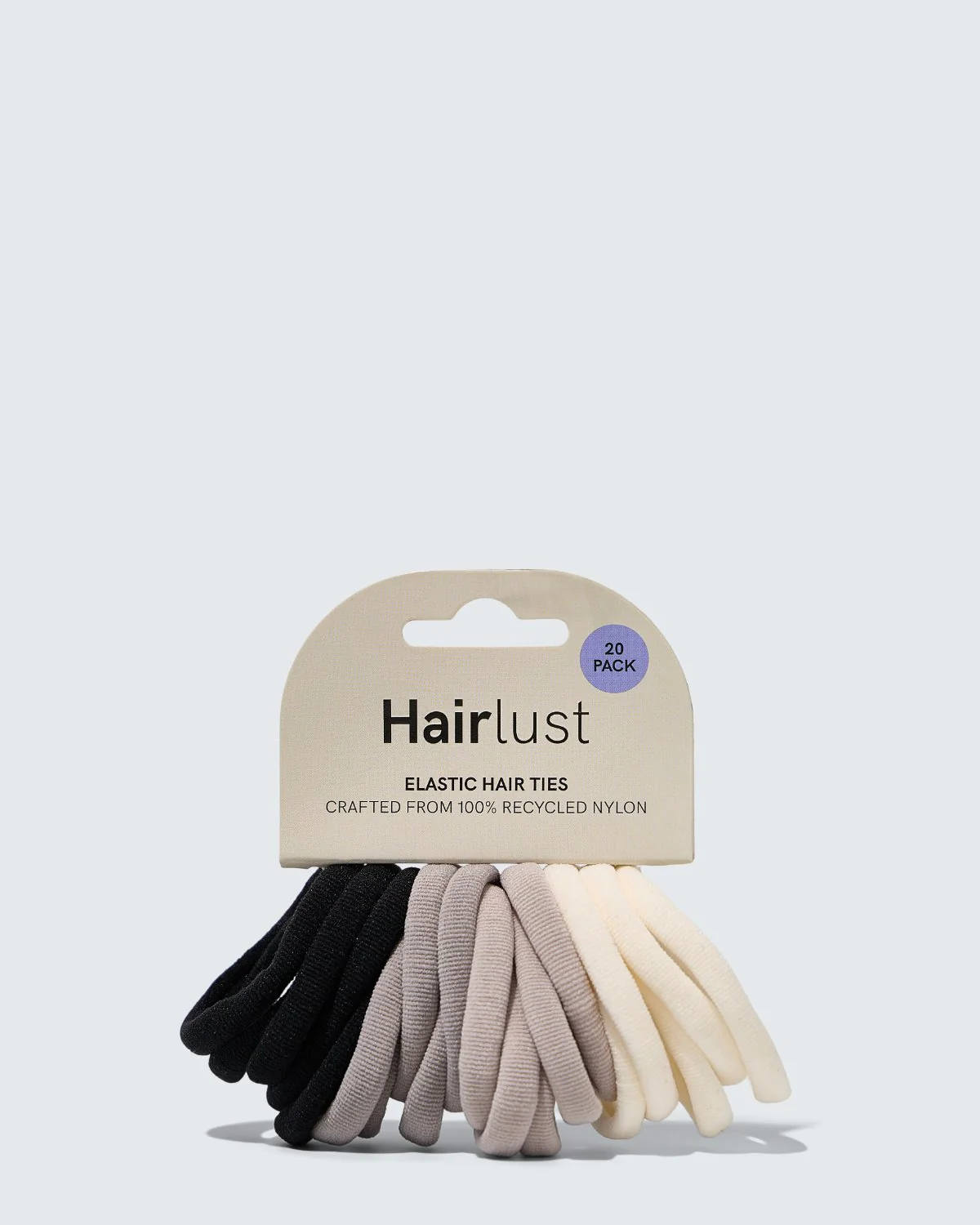 Elastic Hair Ties, 20-Pack, Blanc/Gris/Noir - Image 5