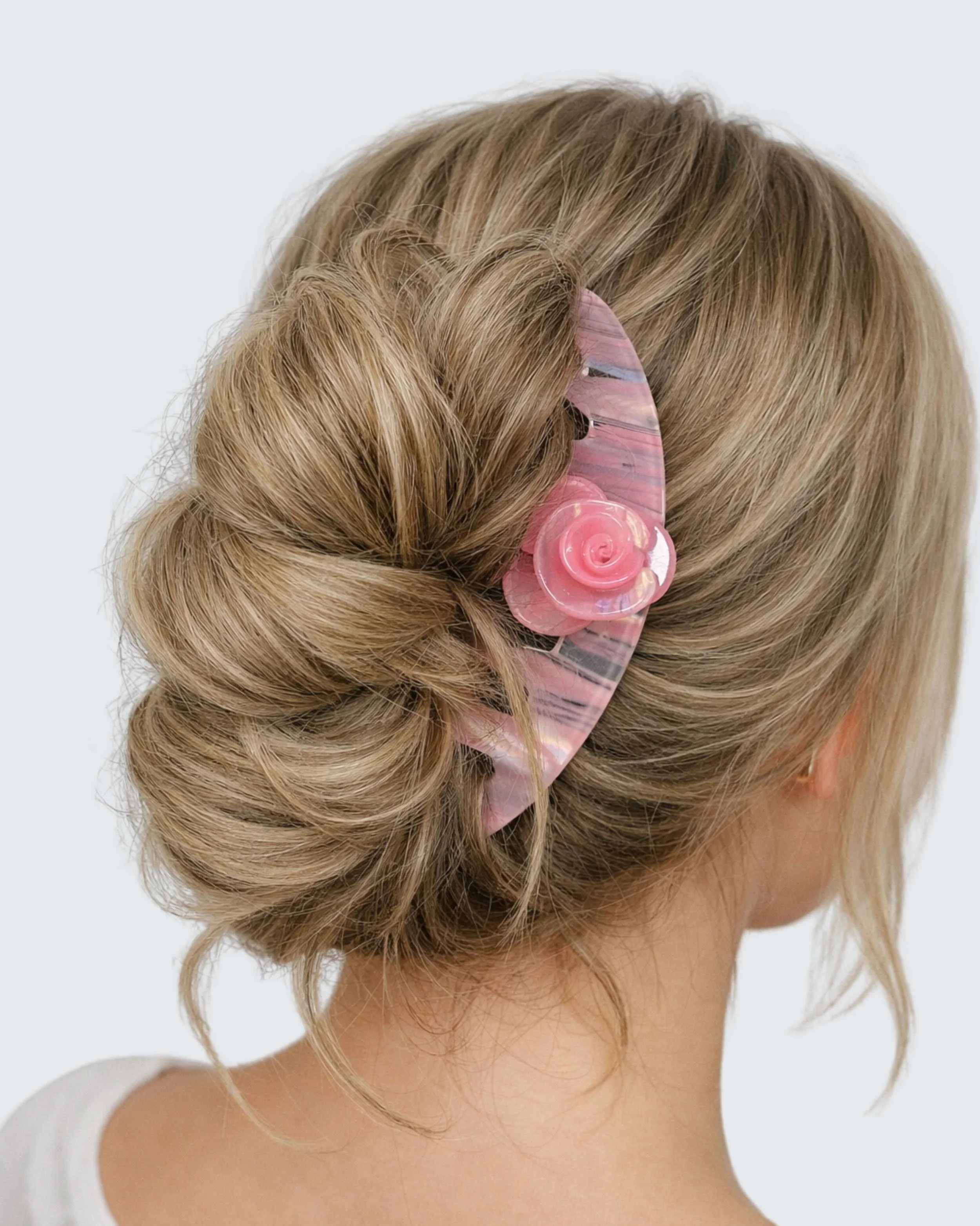 French Twist Hair Comb Clip, Rose Pastel - Image 3