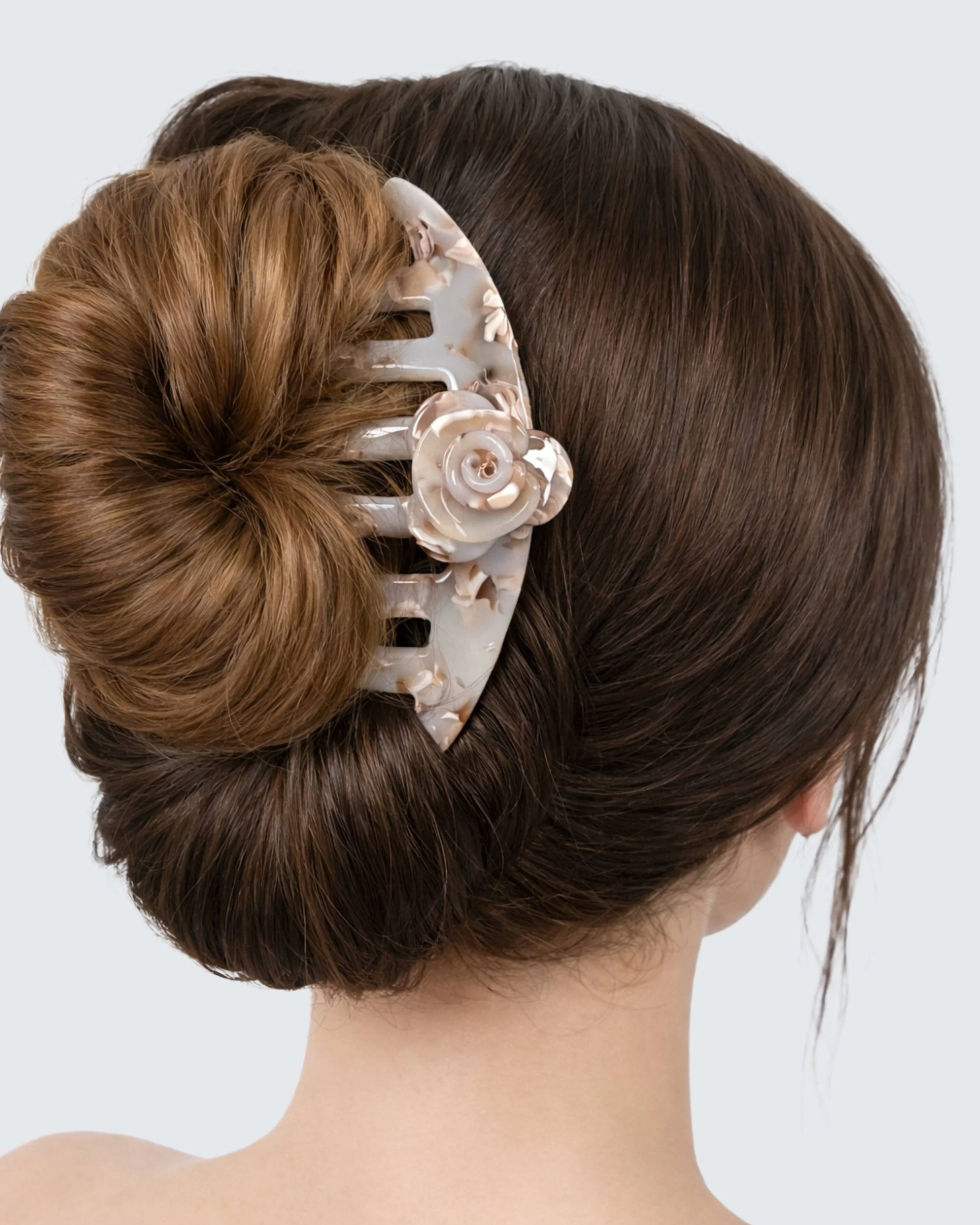 French Twist Hair Comb Clip, Beige Nacré - Image 3