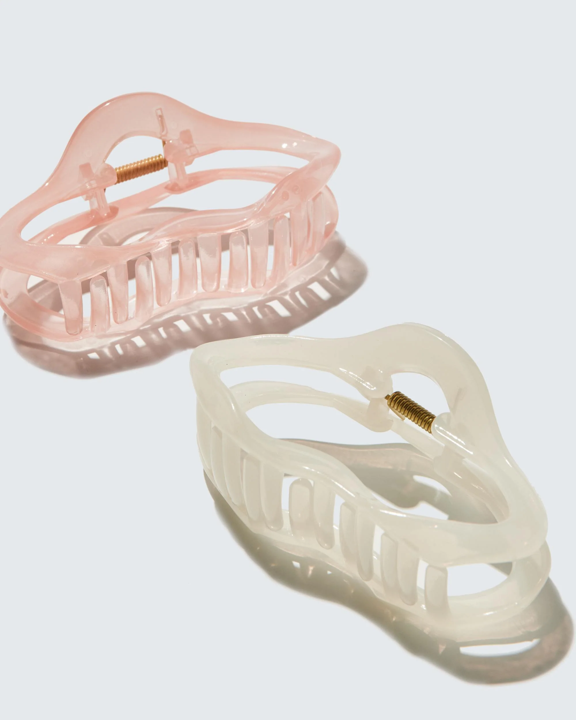 Large Claw Hair Clips, Cloud, 2-Pack, Pêche/Ivoire