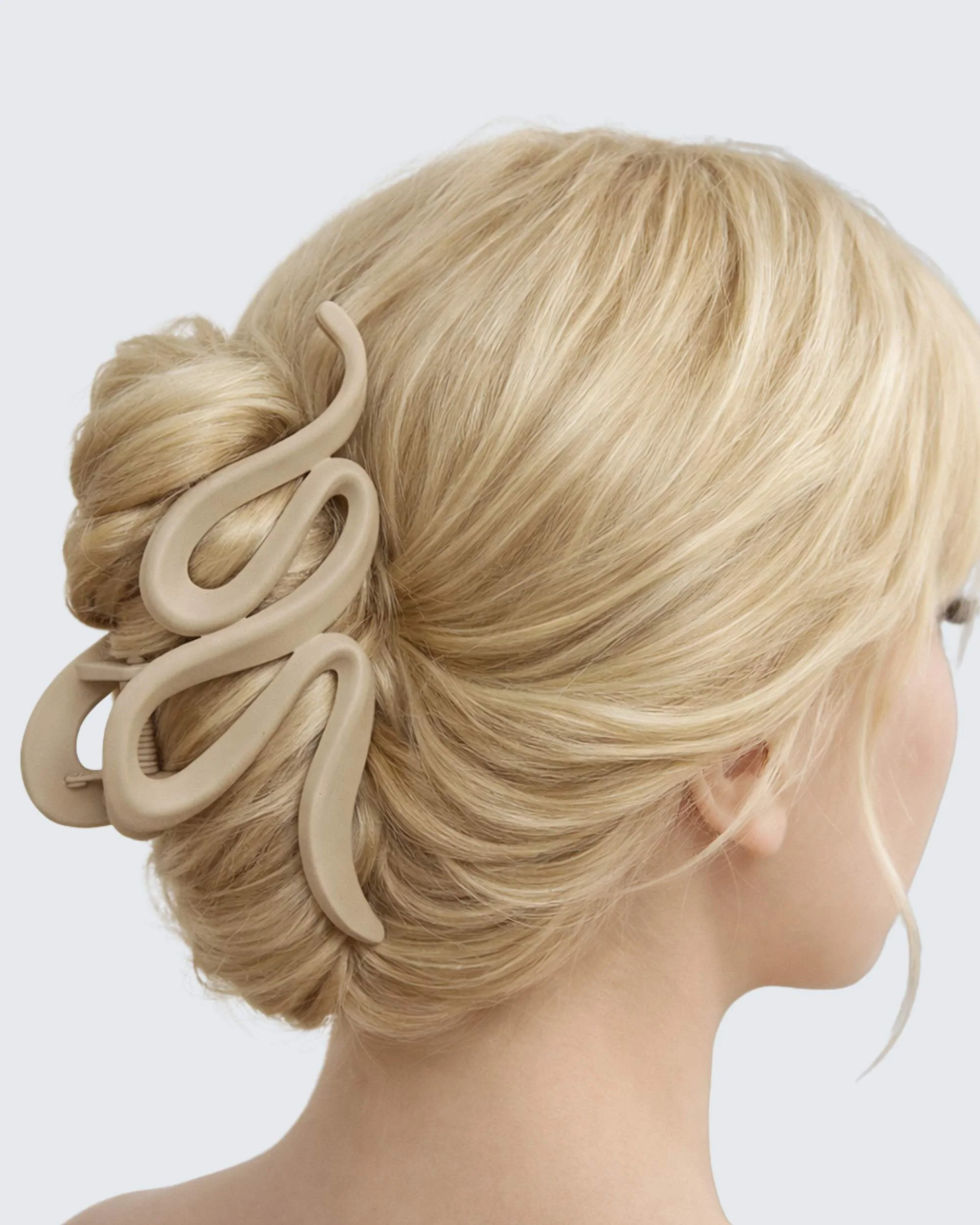 Large Claw Hair Clips, Wave, 2-Pack, Noire/Beige - Image 3
