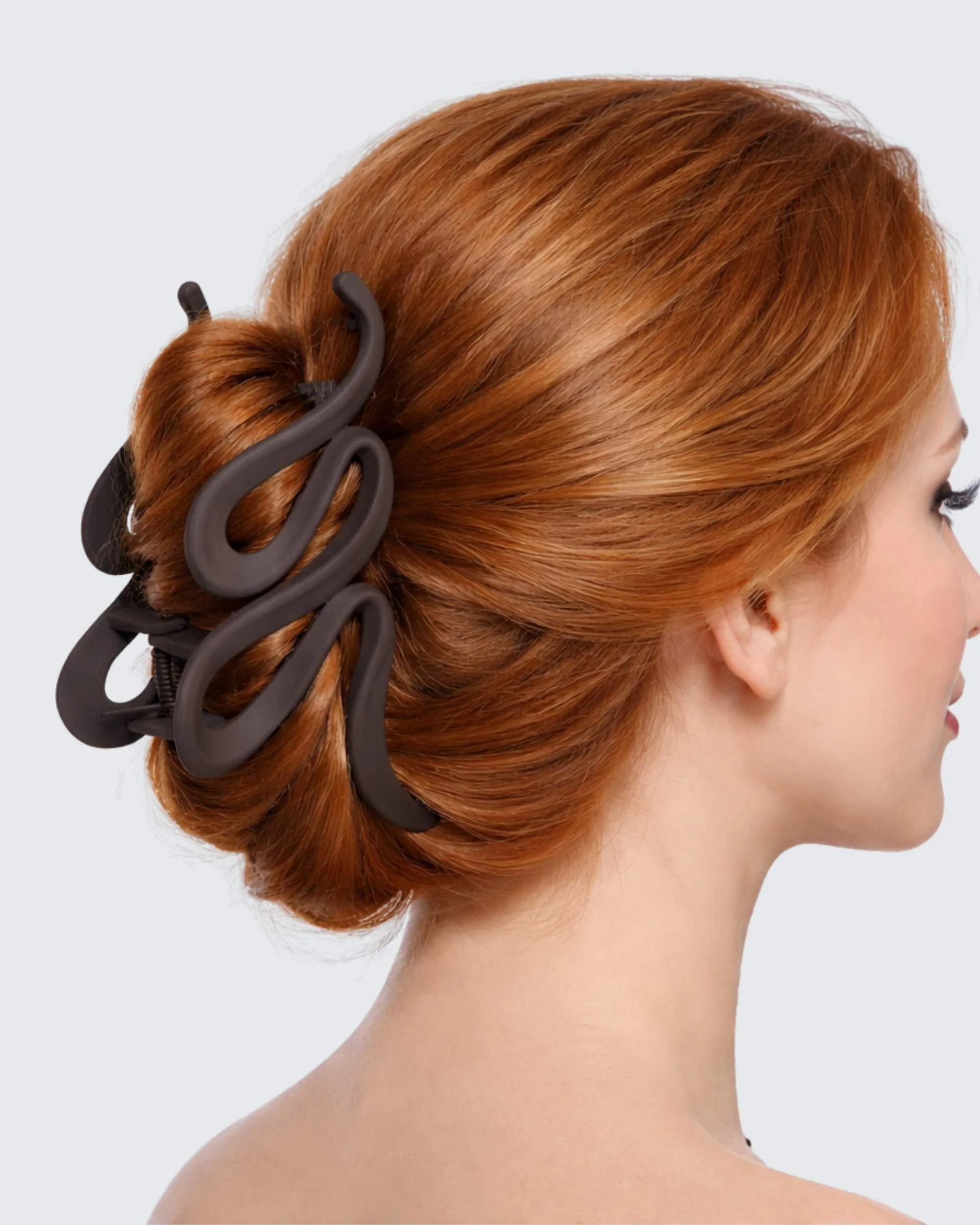 Large Claw Hair Clips, Wave, 2-Pack, Café/Transparent - Image 3