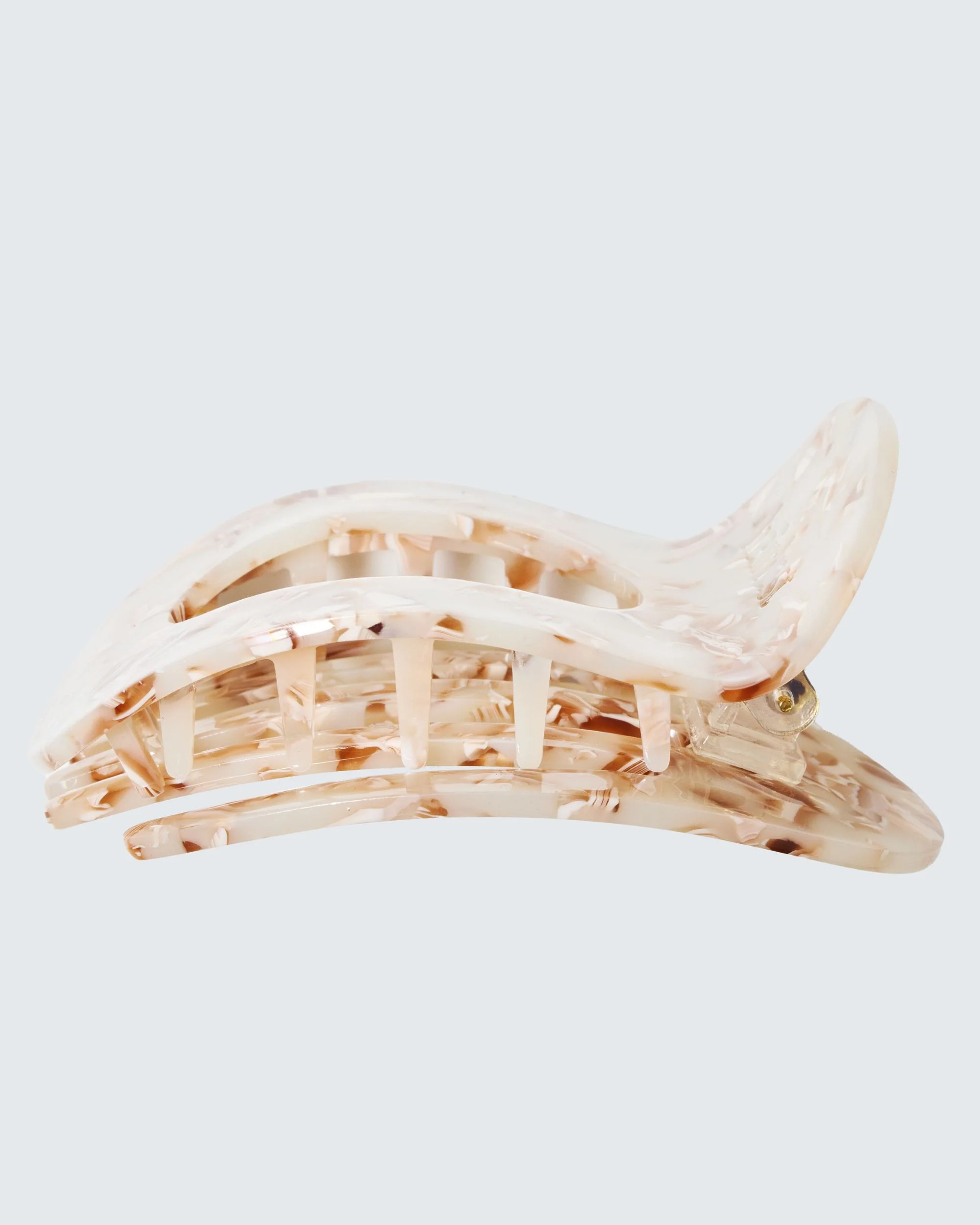 Large Flat Claw Hair Clip, Beige Nacré - Image 4