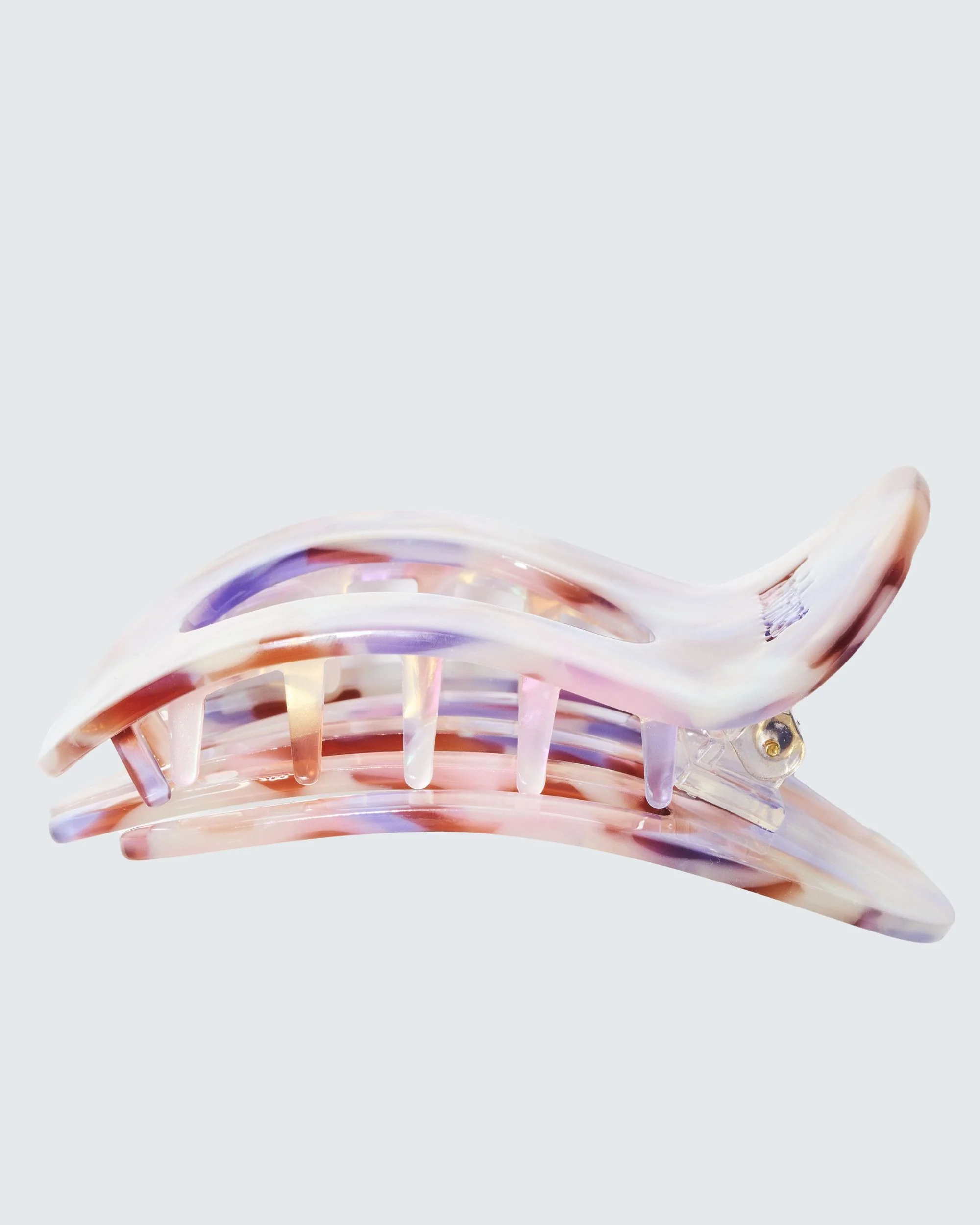 Large Flat Claw Hair Clip, Violet Nacré - Image 3