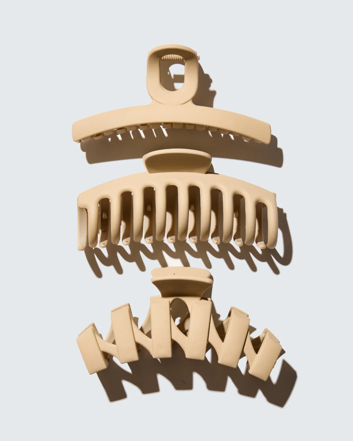 Medium Claw Hair Clips, 3-Pack, Beige - Image 5