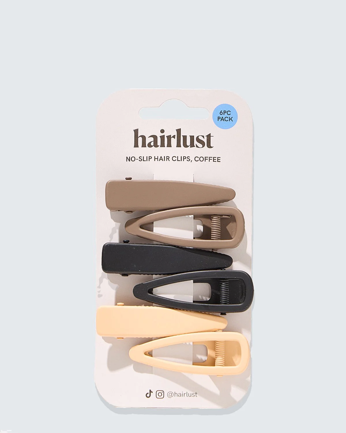 No-Slip Hair Clips, 6-Pack, Café - Image 5