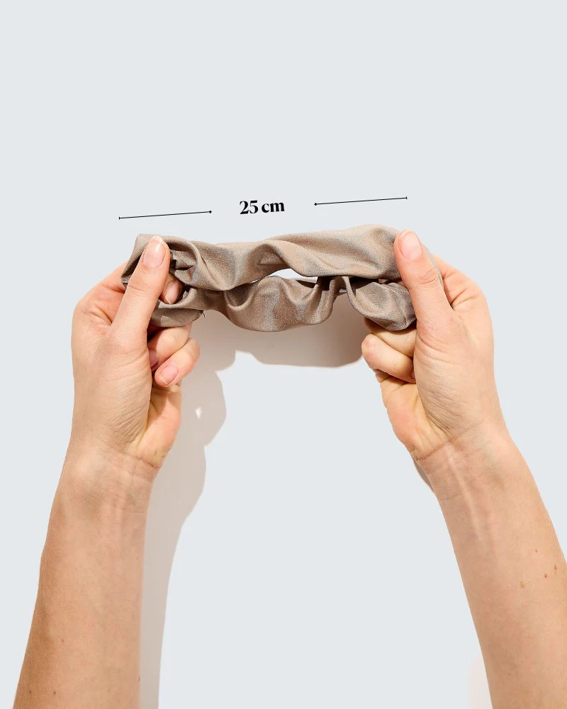 Satin Silk Scrunchies, Medium, 3-Pack, Café - Image 4