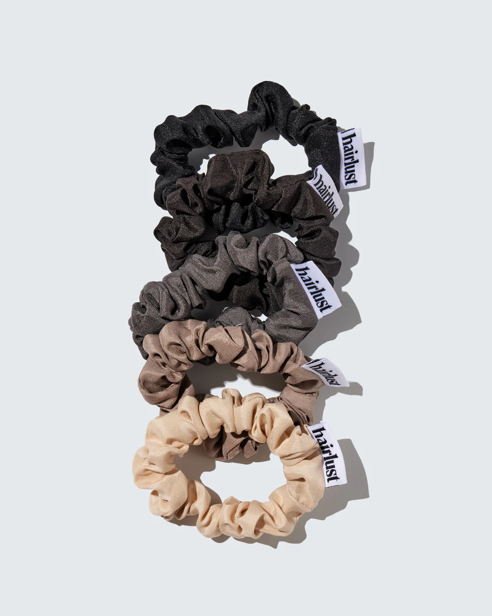 Satin Silk Scrunchies, Small, 5-Pack, Café - Image 7