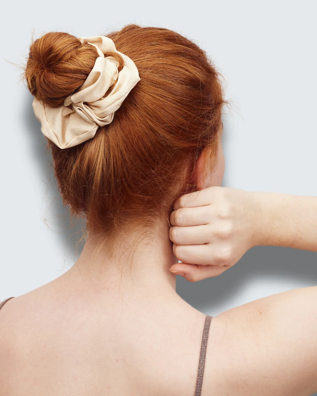 Satin Silk Scrunchies, XXL, 3-Pack, Café - Image 3