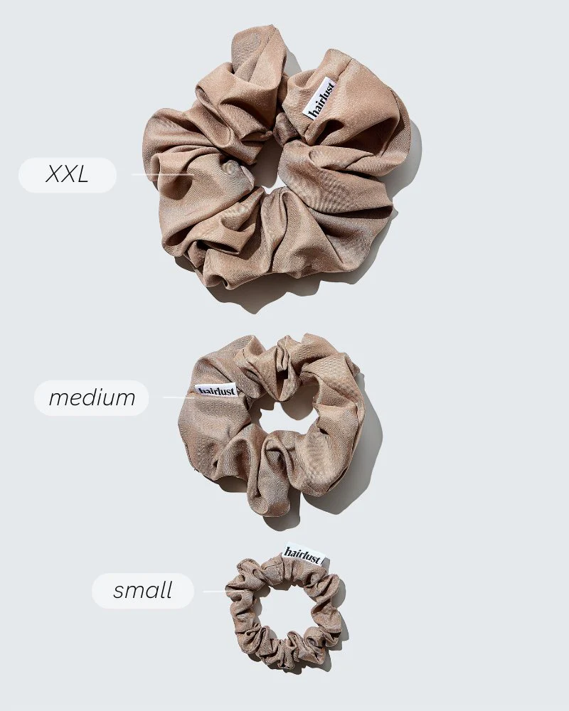 Satin Silk Scrunchies, Medium, 3-Pack, Café - Image 5