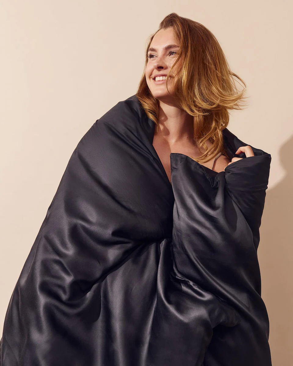 Silky Bamboo Duvet Cover, Noir Jet - Image 3