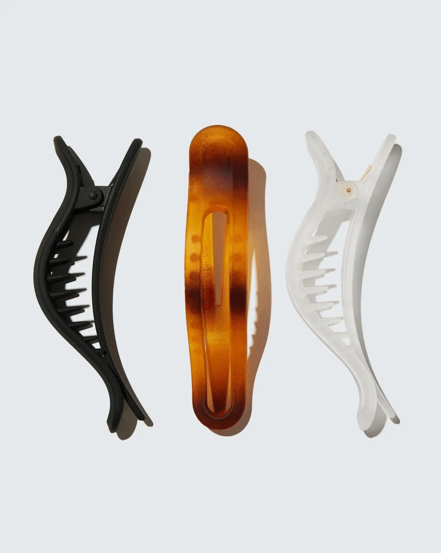 Small Flat Claw Hair Clips, 3-Pack, Ambré/Noir/Ivoire - Image 5