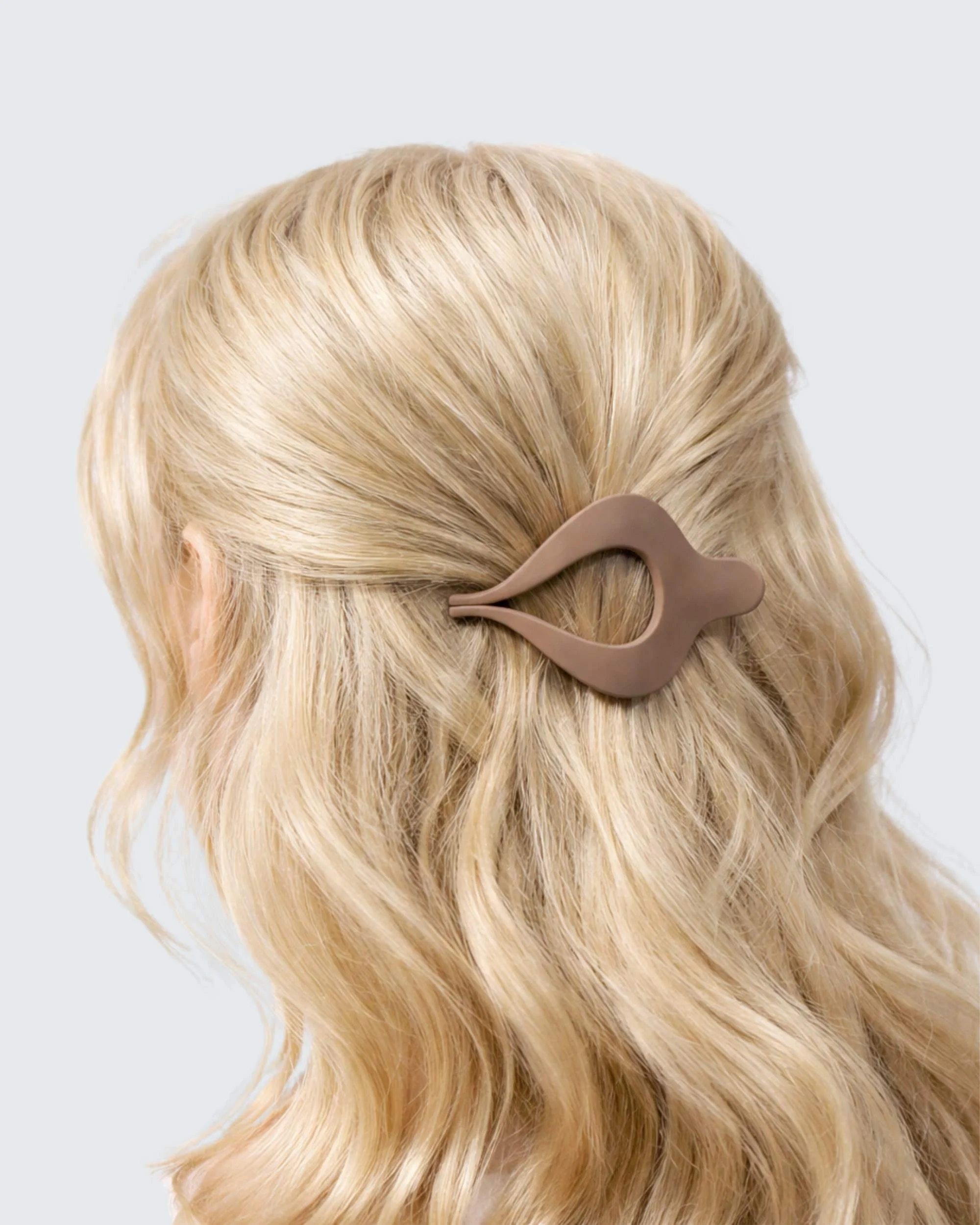 Small Flat Claw Hair Clips, Droplet, 4-Pack, Café - Image 5