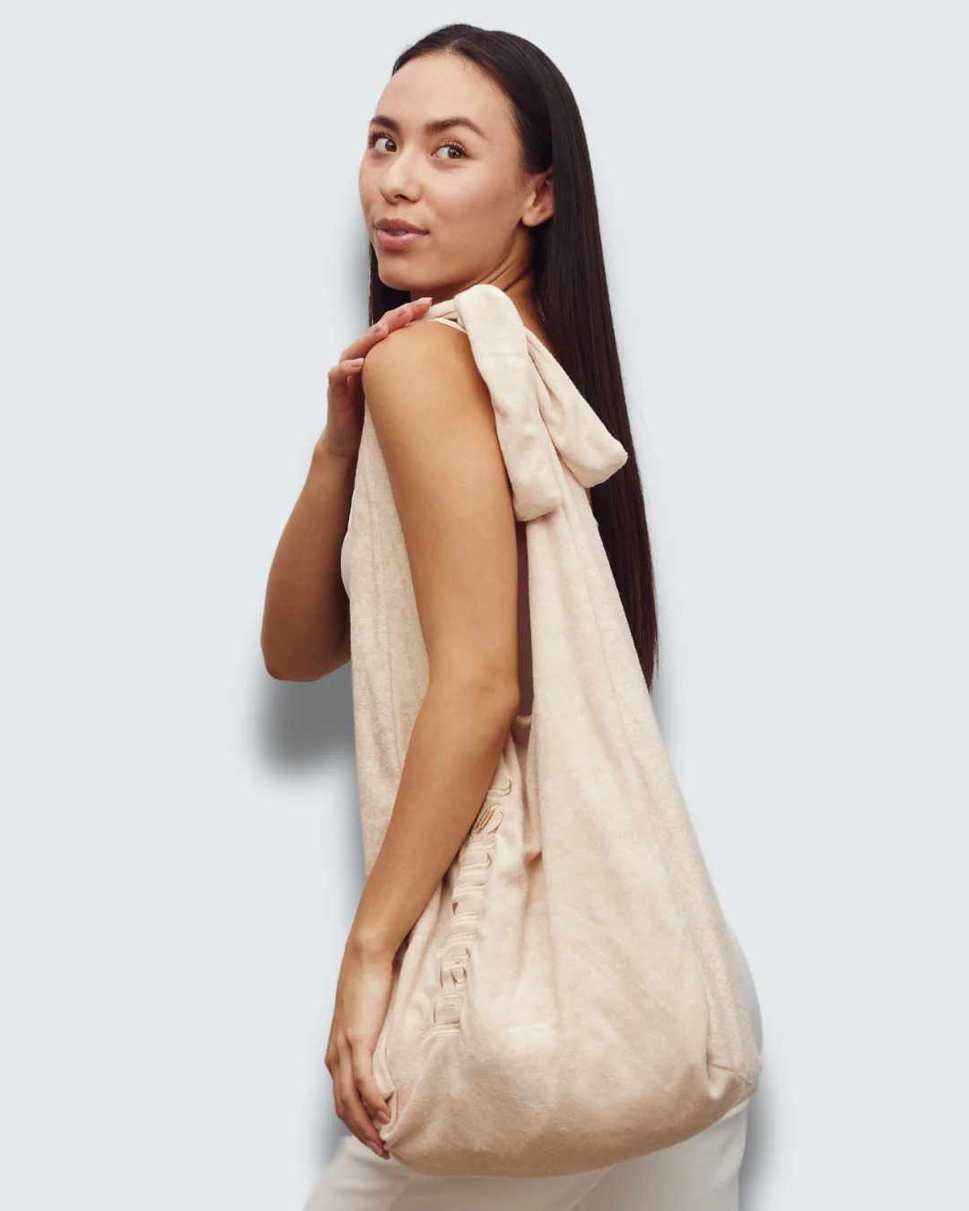 Terry Logo Tote Bag, Beige - Image 3