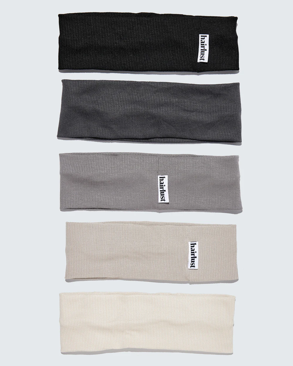 Wide Jersey Headbands, 5-Pack, Gris - Image 4