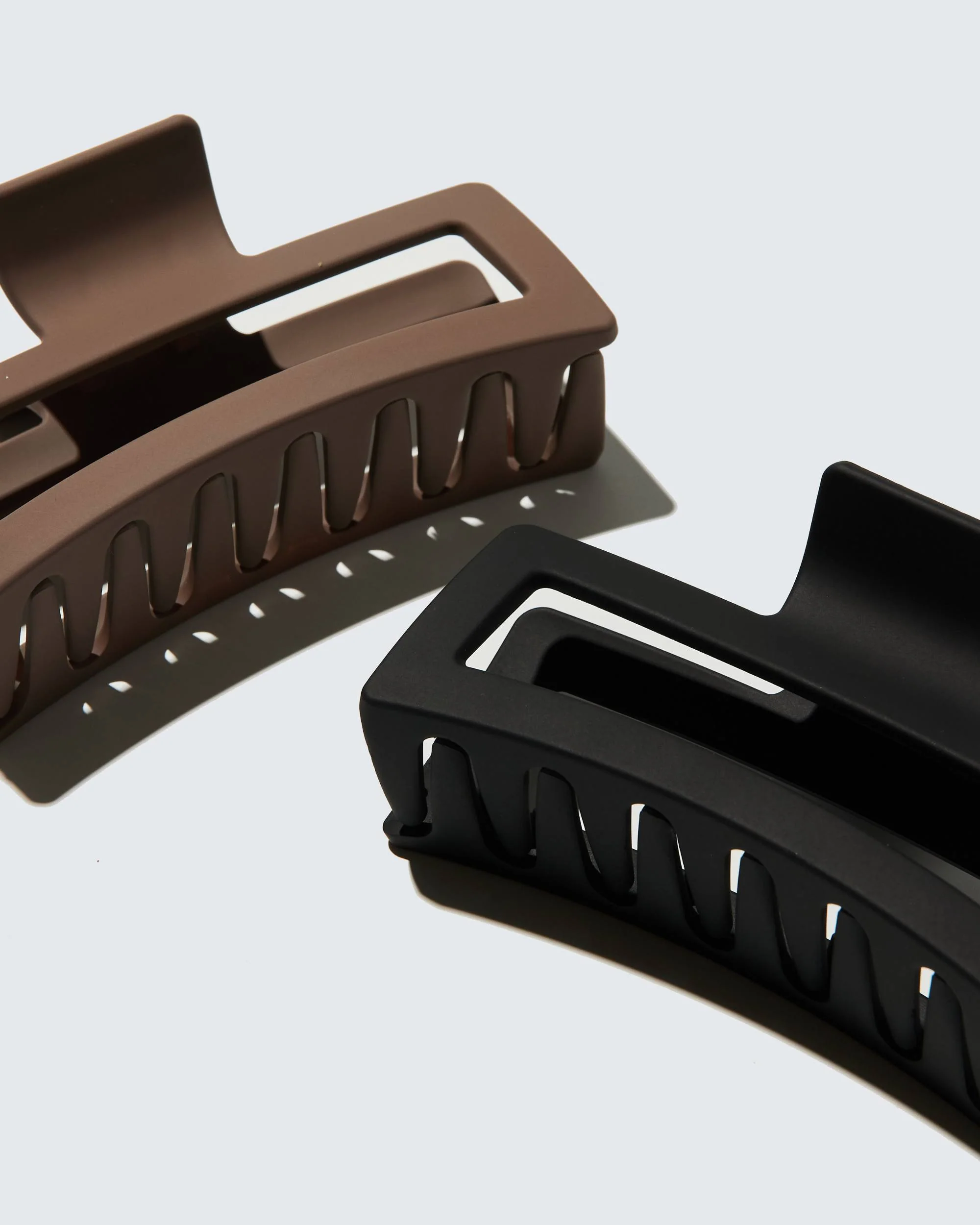 XXL Jumbo Claw Hair Clips, 2-Pack, Noir/Marron