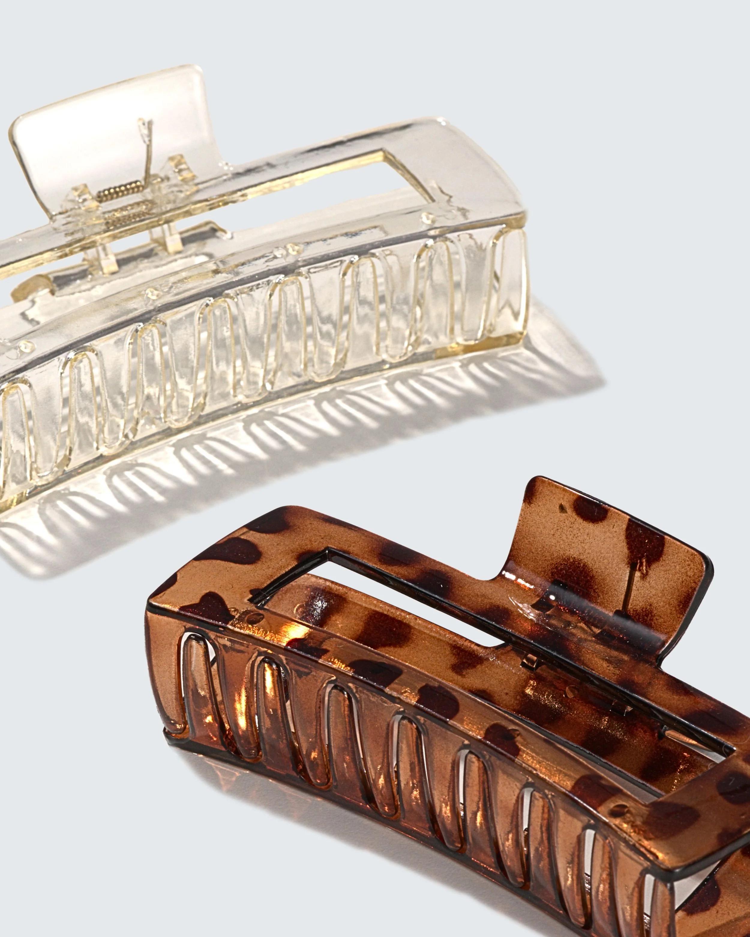 XXL Jumbo Claw Hair Clips, 2-Pack, Transparent/Ambré